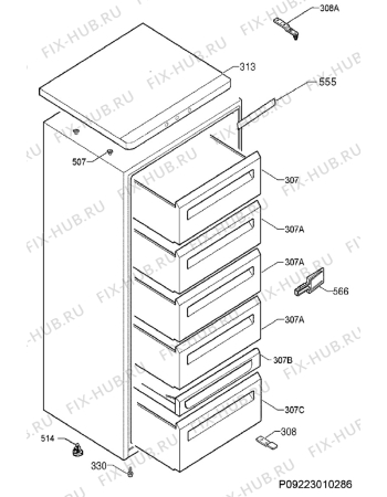 Взрыв-схема холодильника Electrolux EUC19002W - Схема узла Housing 001